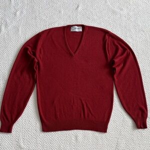 Vintage Carmel Men's Red Organic V-Neck Sweater Sz XL
